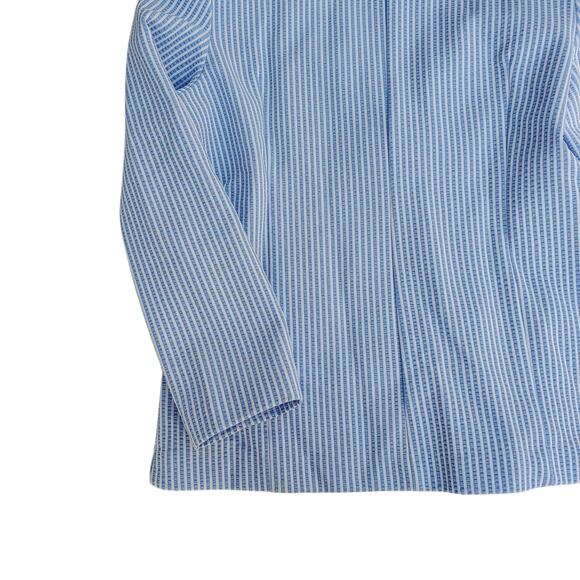 Vintage Bay Harbour Seersucker Blazer Jacket Blue White Stripe Unlined Size 16 - Picture 8 of 9